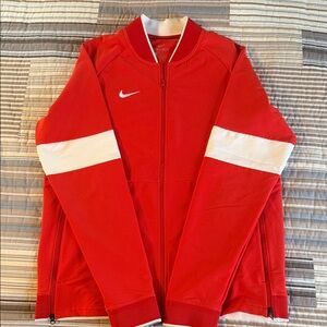 Nike Men's Red Windbreaker with White Accents